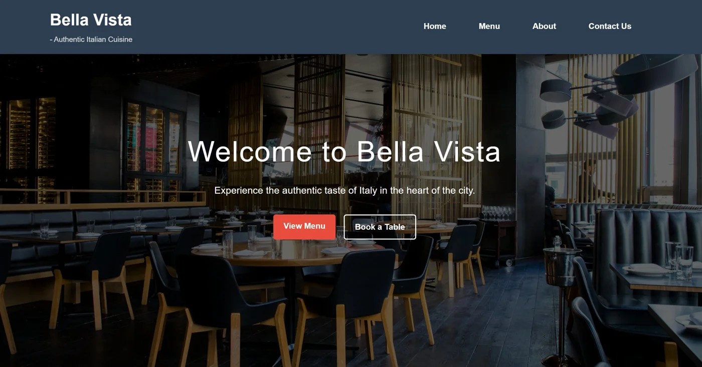 Bella Vista Italian restaurant website