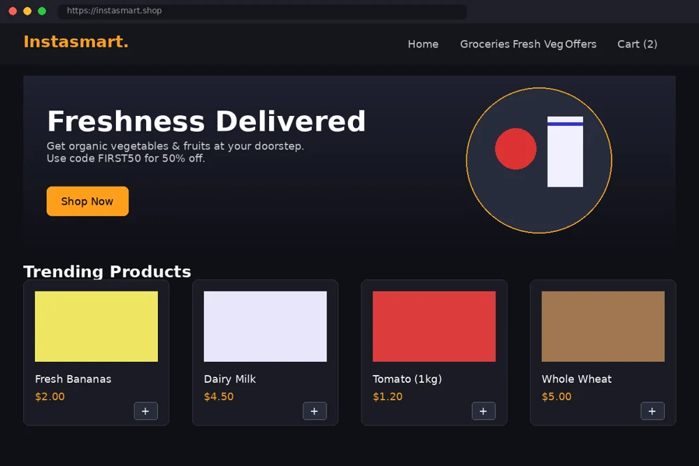 Instasmart grocery application project preview